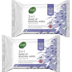 Make-up-Entferner-Tücher, 2 Packungen (insgesamt 50 Tücher) Gesichtsreinigungstuch, geeignet für alle Hauttypen