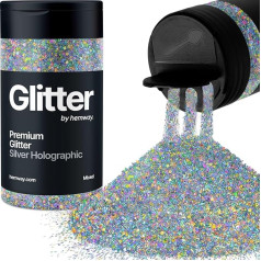 Chunky Glitter 105 g / 3,7 oz mišrus amatų blizgučių milteliai Sequins metaliniai dribsniai nagų dailės kūno veido akių plaukų kietos epoksidinės dervos statinaitės amatų šalis - sidabro holografinis mišinys