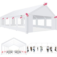 COBIZI Partyzelt 6x9m, Metall Gartenzelt, 6x9 Pavillon with Wasserdicht PE-Plane, Bodenhaken & Seilen, Hochzeitszelt, Weißes Zelt für Familienfeiern, Partys, Kommerzielle Veranstaltungen, UV-Schutz