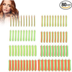 Plaukų voleliai, 80 vnt. plaukų voleliai su elastine juosta Wave Heat Perm Bar 1-8 dydžių plaukų klipas Curler Hairdresser Styling Tool