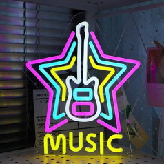 Gitaros neoniniai ženklai, muzikos LED neoniniai ženklai, skirti sienų dekoravimui, apšviečiami USB maitinimo neoniniai šviesos ženklai, dovanos muzikos entuziastui Šviesos ženklas, skirtas gyvos muzikos vakarėliui, muzikos barui, klubui
