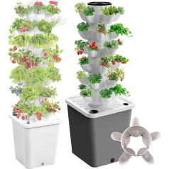 Vertikaler Hydrokultur Turmgarten mit 10 Liter Wassertank, idealus Kräutern, Obst, Gemüse und Blumen, inklusive Wasserpumpe, 30 Löcher