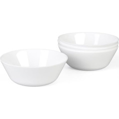 460 ml talpos dubenėliai grūdams, balti, 4 vnt., opalinio stiklo dubenėlių rinkinys užkandžiams, desertams, ryžiams, makaronams, salotoms, tinkami naudoti mikrobangų krosnelėje ir plauti indaplovėje