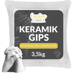 Creative Deco Liejimo milteliai balti | 3,5 kg | Keramikos liejimo mišinys | Liejimo gipsas | Reljefinio liejimo miltelių modeliavimo gipsas | modeliavimui | bekvapis