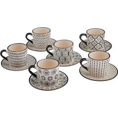 H&H 6 kavos puodelių rinkinys STW Decoration Black China 90 cc White