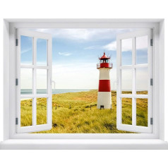 Sienų lipdukas - lango motyvas su vaizdu - Sienų lipdukas - Sienų freska - lipnus (motyvas: švyturys, 120 x 94 cm)