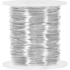 GINOYA 20 Gauge 0,8 mm aliuminio amatų viela, 328 pėdų (100 m) lenkiama metalinė viela ant ritės, skirta floristikos vielos amatams, papuošalų gamybai (sidabrinė)