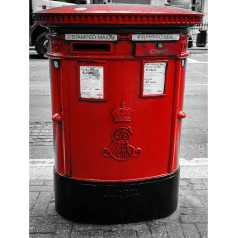 Wee Blue Coo Atspausdina Fotografija Kompozicija Edvardijono pašto dėžutė Raudona Londonas Jungtinė Karalystė Spausdinti 12 x 16 colių Plakatas Nuotrauka Kompozicija Karas Didžioji Britanija
