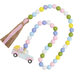 GRIRIW pakabukas Kanapių virvė Kabantys Tassel Bead Tray Bead Beads Garland Velykų dekoracijos Medinis karoliukas ir Tassel Velykų namų apdaila Velykų ornamentas Velykų ornamentas Poliesteris