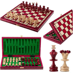 Aukštos kokybės medinė šachmatų lenta | Master of Chess Chess Game Wood Red | Šachmatų rinkinys 35 cm | Rankų darbo medinė sulankstoma šachmatų lenta su figūrėlėmis - klasikiniai šeimos šachmatai