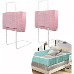 JOIEYOU 2 x lovos turėklai, lovos apsauga, apsauga nuo kritimo, lova 50 cm, lovos turėklas, 5 skylės, reguliuojamo aukščio lovos riba, lovos krašto apsauga, apsauga nuo kritimo (100 cm, vyšninės rožinės spalvos)