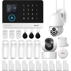 XNY 4G ir WLAN belaidė namų signalizacijos sistema su 2 1080P 2MP stebėjimo kameromis, skirtomis naudoti patalpose ir lauke, namų signalizacijos sistema su programėle, 32 GB SD kortele, suderinama su 
