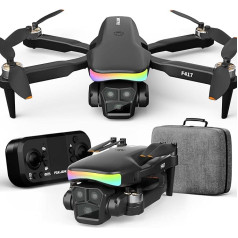 Dronas su kamera vaikams ir pradedantiesiems, LED juostelė, 1080P HD dviguba kamera, 90° reguliuojama, optinio srauto vieta, modulinė baterija, programėlės nuotolinio valdymo pultelis, vienas paleidimas / nusileidimas, berniukams ir mergaitėms