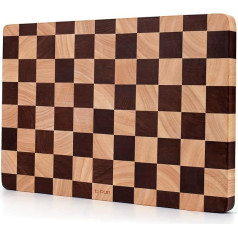 Medinė pjaustymo lenta 38,1 x 25,4 cm - patvari gummedžio virtuvės lenta su šachmatų lentos dizainu, neslystanti, idealiai tinka mėsai, daržovėms, duonai ir sūriui