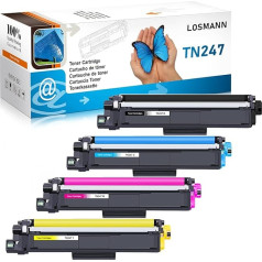 LOSMANN 4 x tonerio kasetės, suderinamos su Brother TN-247 TN-243, skirtos Brother MFC-L3770CDW MFC-L3750CDW HL-L3230CDW HL-L3210CW MFC-L3710CW DCP-L3550CDW MFC-L3730CDN DCP-L3510CDW HL-L322 70CDCDCDW
