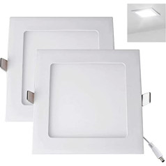 YULIN SUN® LED Downlight 12 W 1080 lm x 2 vnt., plonas kvadratinis lubų šviestuvas, įleidžiamas prožektorius, šaltai balta 6500 K, skersmuo 170 mm, su tvarkykle