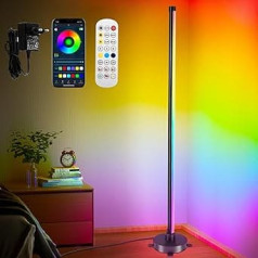 LIFEJXWEN LED grindų lempa, 147 cm RGB grindų lempa, kampinis šviestuvas su 2.4G 