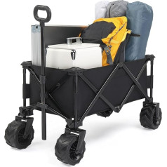 LEADZM rankinis vežimėlis su visureigiais ratais - didesni ir storesni ratai iki 200 kg apkrovai - sulankstomas (107 x 54 x 91 cm) - idealiai tinka transportuoti ir keliauti (juodas)