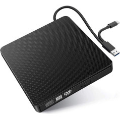 Nešiojamasis išorinis DVD diskas, 2 in 1 USB 3.0 ir C tipo CD/DVD-RW įrašymo įrenginys, suderinamas su 