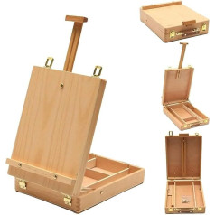CONGRUI Holz-Künstler-Staffelei, Maltisch, einziehbare Box, Laptop-Malbrett, Ölgemälde, Kunstbedarf