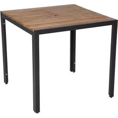 Bolero DS152 Kvadratinis stalas iš plieno ir akacijos medienos 74 cm x 80 cm x 80 cm