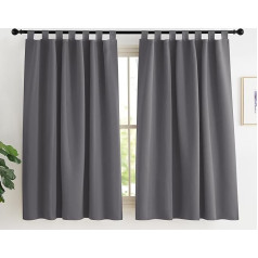 KGORGE Pilkos užuolaidos 150 cm aukščio užuolaidos Trumpos užuolaidos su skirtuku 2 virtuvės užuolaidos H 150 x W 140 cm nepermatomos užuolaidos Miegamojo užuolaidos Blackout užuolaidos su kilpomis Šiluminės užuolaidos