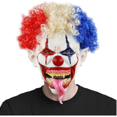 Applysu Klounas kaukė Baisu baisu baisus Joker kaukė su Braid Full Head Lateksas Halloween kostiumas rekvizitai Cosplay Fancy Dress