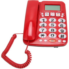 Didelių mygtukų telefonas senjorams, laidinis fiksuotojo ryšio telefonas, paveikslėlių mygtukai pacientams su aiškiu garsu, dviejų prievadų palaikymas, kad būtų galima išsaugoti 3 dažnai naudojamus numerius (raudonas)