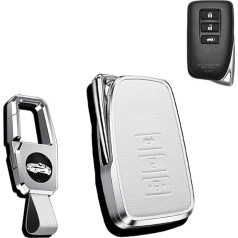HIBEYO Shlüssel Case Fits Lexus Car Key Cover Protective Leather for Lexus CT GS GX is ES LS LC LC LX NX RX RC ES300h Remote Control Key Box Key Key Key Beyond Aluminium Alloy White