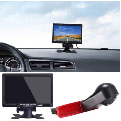 12 mm objektyvas CMOS atbulinės eigos kamera + 7 colių TFT LCD ekrano monitorius Stabdžių žibintas Automobilio stogo atbulinės eigos kamera, skirta T5 Multivan T6 Caravelle galinėms durelėms, aukštam stogui, 3 stabdžių žibintui, stabdžių ži