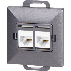Kištukinis lizdas 2xRJ45 Cat5 Pearl, RJ45-5CAT/P2, antracito spalvos