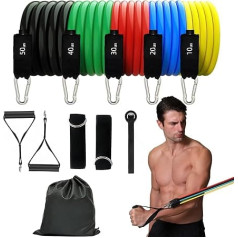 Pasipriešinimo juostų rinkinys, 5 fitneso juostos, pasipriešinimo juostų rinkinys, fitneso juosta, fitneso juostos namų treniruotėms, elastinis vamzdelis
