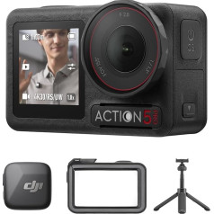 DJI Osmo Action 5 Pro Standard Combo + mini prailgintuvas + mini siųstuvas su mikrofonu (begalinė juoda), judesių sekimas, stabilizavimas, dvigubas OLED jutiklinis ekranas, veiksmo kamera 4K, idealiai tinkanti sportui, blogui