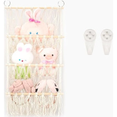 Eliphontowne Teddy hamakas pliušinių gyvūnų žaislų laikymo tinklas, 3 sluoksnių, didelės talpos, pakabinamas ant sienos