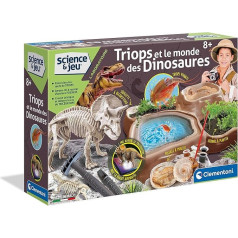 Clementoni - Mokslas ir žaidimas - Triopsas ir dinozaurų pasaulis - Surask ir surink fosiliją - Archeologijos rinkinys vaikams - Triopsų veisimas - Mokslinis žaidimas - Priešistorinis - 7 metai