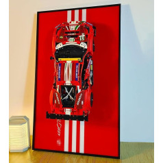 icuanuty Lego automobilių sieninis laikiklis Lego Technic Ferrari 42125 488 GTE AF Corse 51, suderinamas su Lego Ferrari, dovanų idėjos Lego automobilių sieniniam laikikliui 17,7 x 29,5 colio, tik ekrano sieninė lenta
