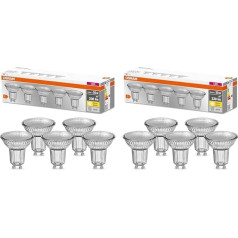 Osram LED bazė PAR16, kojinės: GU10, Nicht Dimmbar, Warmweiß, Ersetzt eine herkömmliche 35 Watt Lampe, 36 Grad Abstrahlwinkel, 5-er Pack (Packung mit 2)