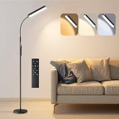 Ehaho Dimmable LED grindų lempa Juoda skaitymo lempa Grindų lempa su nuotolinio valdymo pulteliu Šilta balta neutrali balta šalta balta balta Šiuolaikiniai grindų žibintai miegamajam Svetainė Biuras