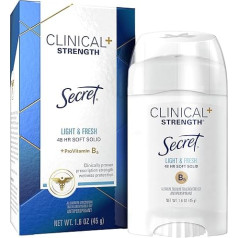 Secret Clinical Strength antiperspirantinis dezodorantas, minkštas, kietas, lengvo ir gaivaus kvapo, 1,60 oz (2 pakuotės)