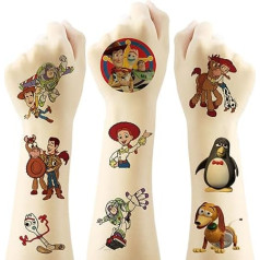 40pcs Toy Story Temporäre Tattoos für Kinder, Toy Story Geburtstag Party Favors, Lustige Cartoon Dekoration Aufkleber Geschenke für Teen Junge Mädchen Kind Home Activity Class Preise Karneval