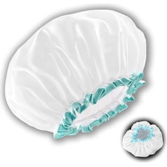Weiße wasserdichte große Duschhaube, 1 Stück wiederverwendbare Hauben für alle Haarlängen, Damen, Herren und Kinder