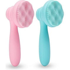 2 x Silikon-Gesichtsreinigungsbürste, Gesichtsschrubber, manuelles Peeling, Gesichtsreiniger, Gesichtspeeling, ultrafeine Borsten für empfindliche Haut, leicht zu reinigen, gut aufschäumend (Rosa und