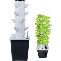 Sodo hidroponinė auginimo sistema 15/20/25/30 kapsulių Hidroponikos bokštas Aeroponics Grow Kit Aquaponics sodinimo sistema su drėkinamuoju siurbliu, adapteriu, tinkliniais puodais, laikmačiu žolelėms, vaisiams ir daržovėms