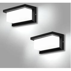 LED sieninis lauko šviestuvas Pack of 2 18 W IP66 vandeniui atsparus lauko šviestuvas Lauko apšvietimas Sieninis stačiakampis sieninis šviestuvas Aliuminio lauko sieninis šviestuvas, skirtas naudoti lauke Cool White 6000 K