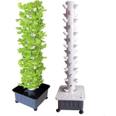 Hydrokulturturm 45 Löcher Aquaponics Grow System 15 Etagen Gartenturm Aeroponik Anzuchtset für Obst und Gemüse mit Hydratisierungspumpe Adapter Netz Töpfe