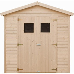 Medinis sodo namelis su impregnuotu pagrindu - sandėliukas su langais - H 228 x 222 x 233 cm / 4,2 m² Natūralaus medžio stoginė - sodo dirbtuvės - dviračių įrankių stoginė M351+M351G