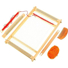 Didelis staklių rėmas - 30 x 40 cm vaikiškas rinkinys Pradinės mokyklos įranga ir vilna staklių rėmui, reguliavimo strypas, medžio šukos, laivas ir nailono virvė - rinkinys pradedantiesiems