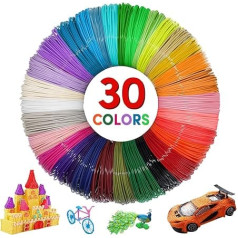 300 m PLA 3D rašiklio gijų, 30 spalvų, po 10 m, 1,75 mm 3D spausdinimo gijos 3D rašikliui, 3D rašiklio pagrindas, silikoninis kilimėlis + 3D rašiklio šablonai, 3D spausdintuvo priedai 3D rašikliams vaikams