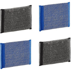 MAYA Nerūdijančio plieno šveitimo kempinėlė virtuvei ir nerūdijančiam plienui valo be įbrėžimų nepalieka pluošto likučių Matmenys 13x9 cm 4 šveitimo pagalvėlių pakuotė (mėlyna ir juoda)