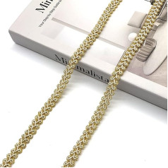 DHER Apipjaustymas Pynė Apdaila Apdaila Ribos Juostelės Gėlių juosta Gimp Braid 10 m Auksinis Apdaila Austi kraštas Nėriniai Juosta Užuolaidos Drabužių priedai Ornamentai Dekoratyvinė juosta DIY Siuvimas Amatų puošmena Nėriniai Juosta